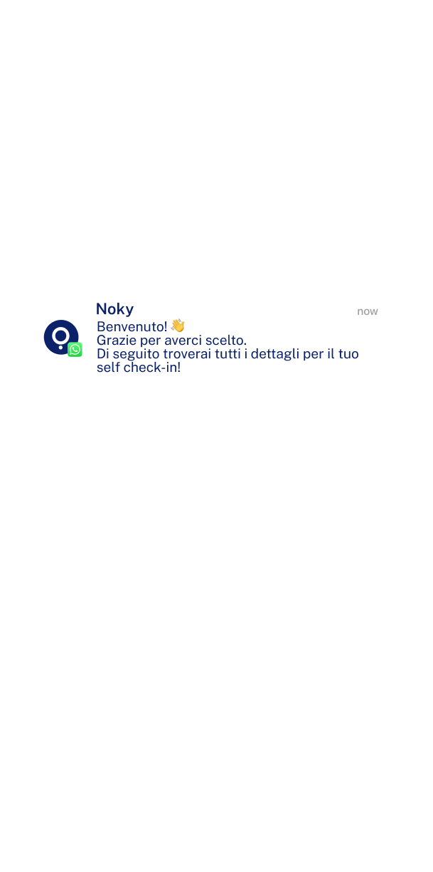 Noky WhatsApp notification with self check-in instructions on an iPhone lock screen